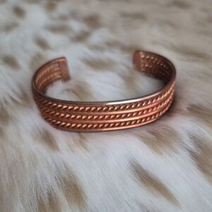 🌙TAHE Navajo Copper Cuff Bracelet Native American Twisted Wire Handmade Jewelry